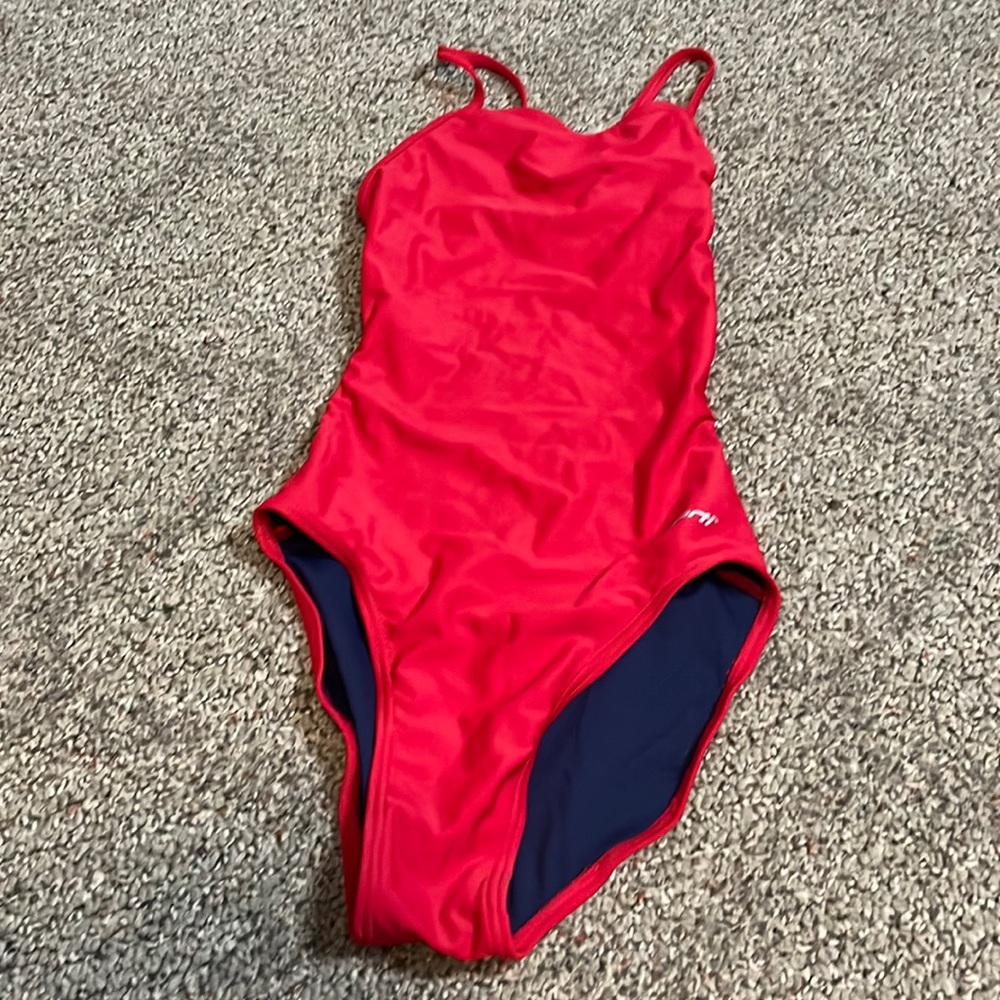 Red one piece swim suit